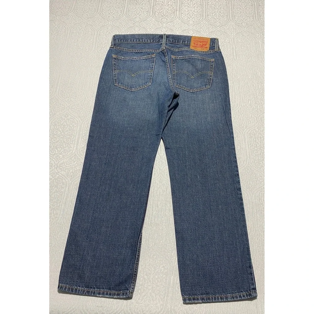 Levi's 559 Relaxed Straight‎ Leg Distress Jeans Men's 36×30 Blue Faded Whiskers